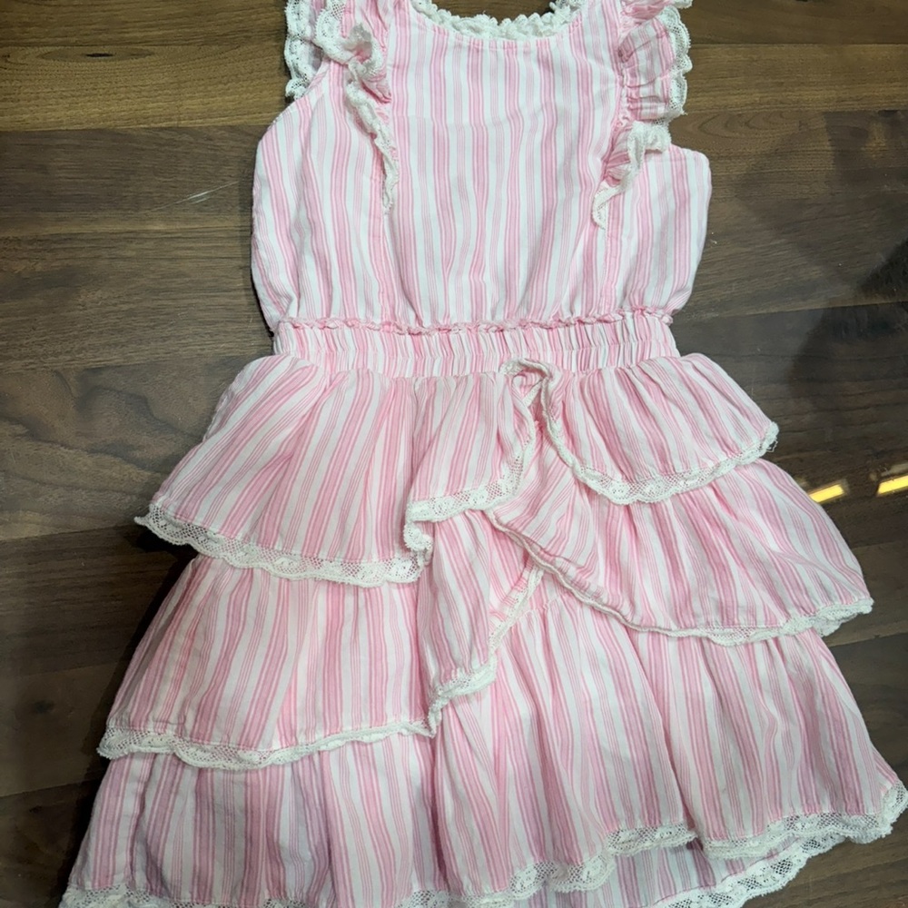 Love shack fancy girls 8/9 Striped Ruffle Dress